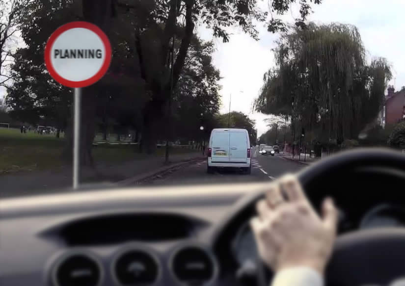 Guide explaining forward planning while driving